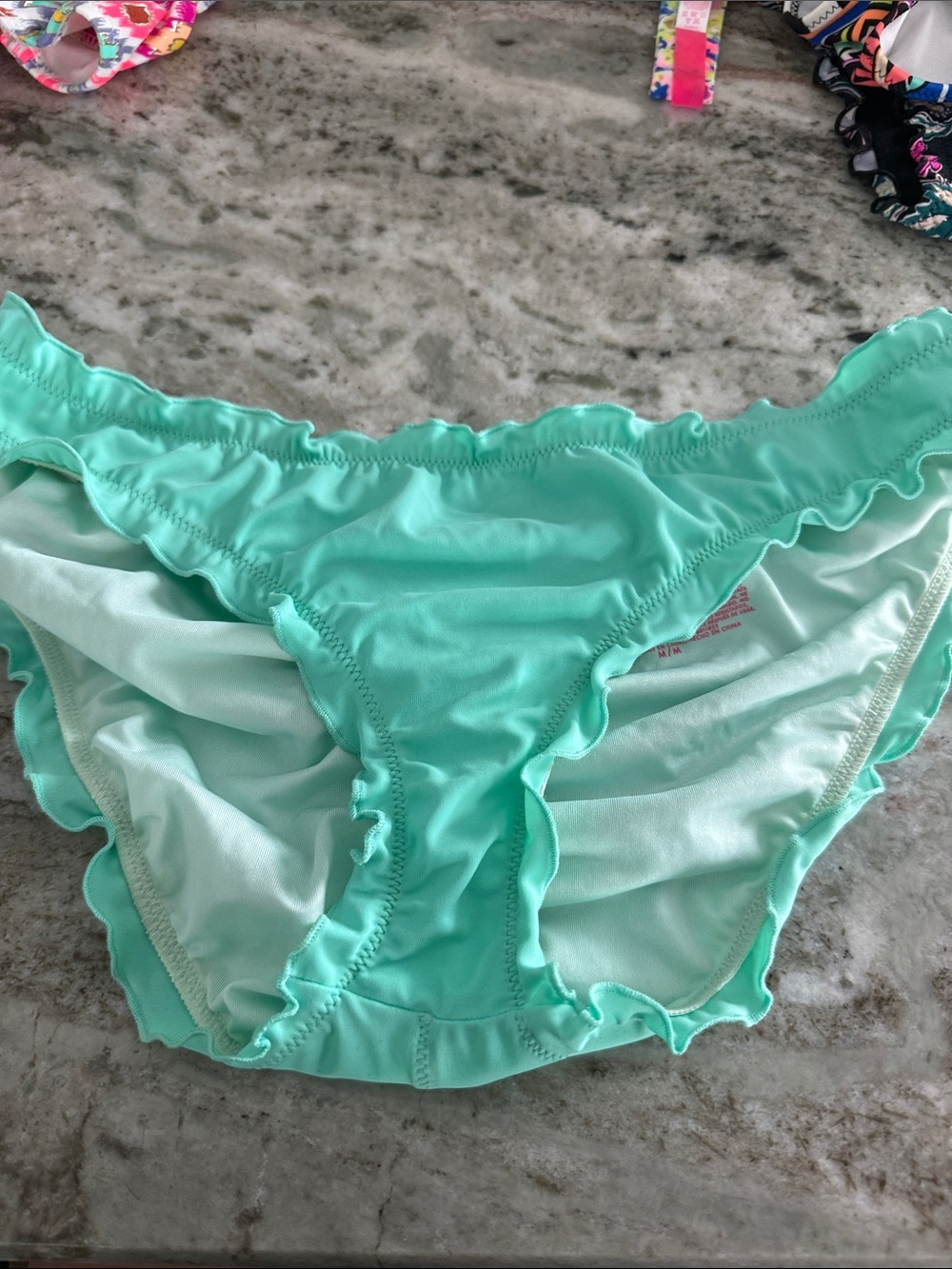 Aqua Ruffle Bikini Bottoms M